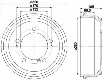 HELLA PAGID 8dt355300631 -  Тормозной барабан
